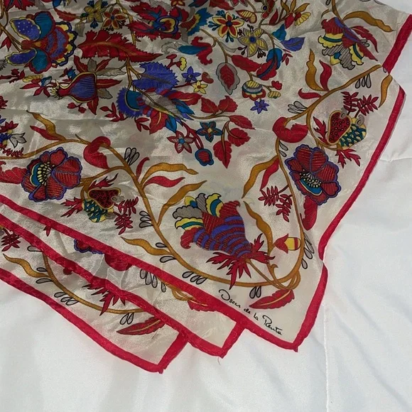Oscar de la rents floral silk scarf - Picture 4 of 7